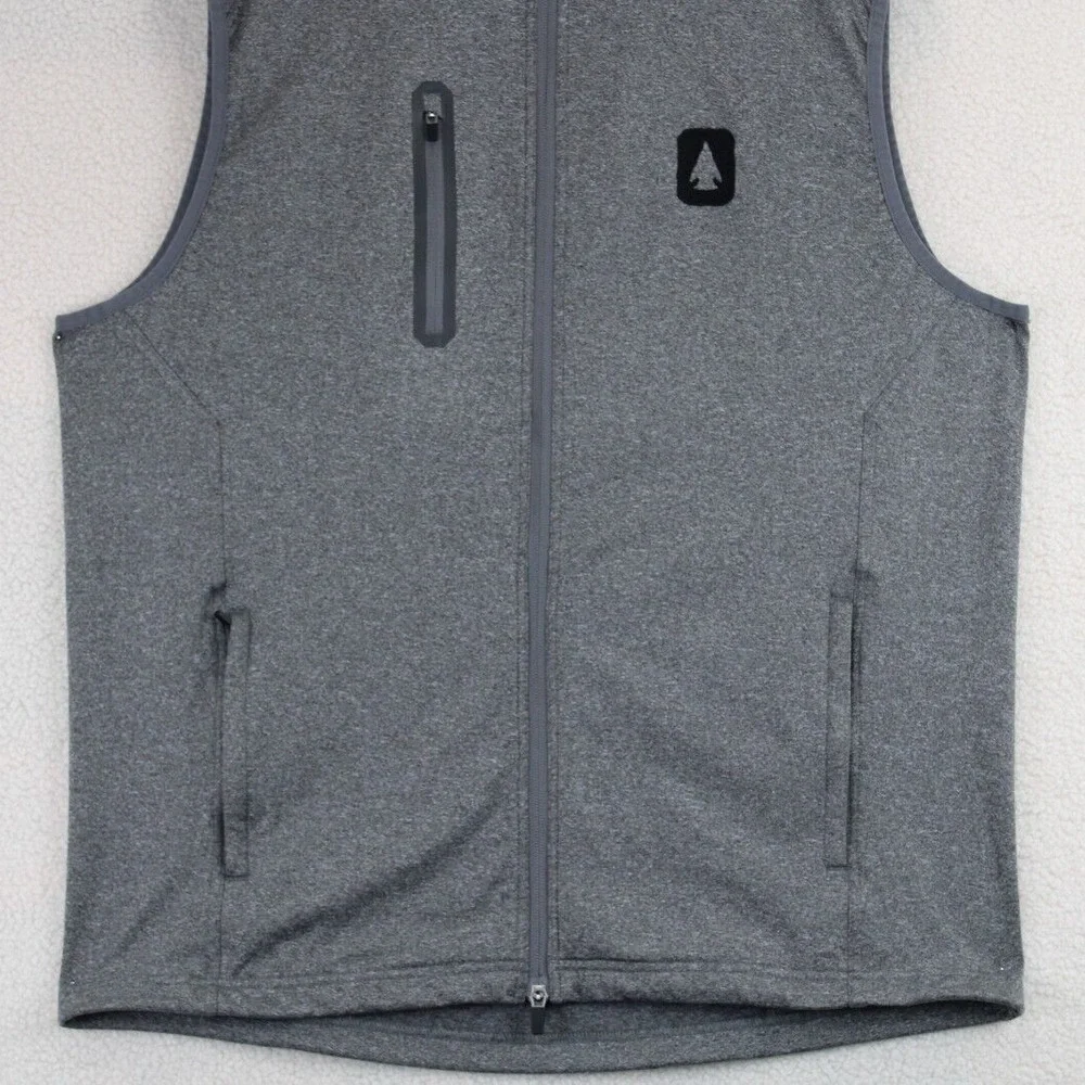 LEVELWEAR Men's Heather Gray Full Zip Vest Performance Logo Size L‎